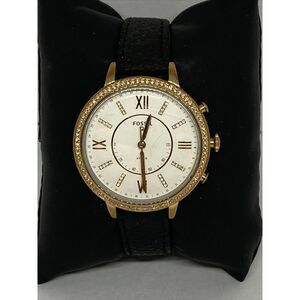 Fossil FTW5008 Women's Black Leather White Analog Dial Hybrid Smartwatch XX759